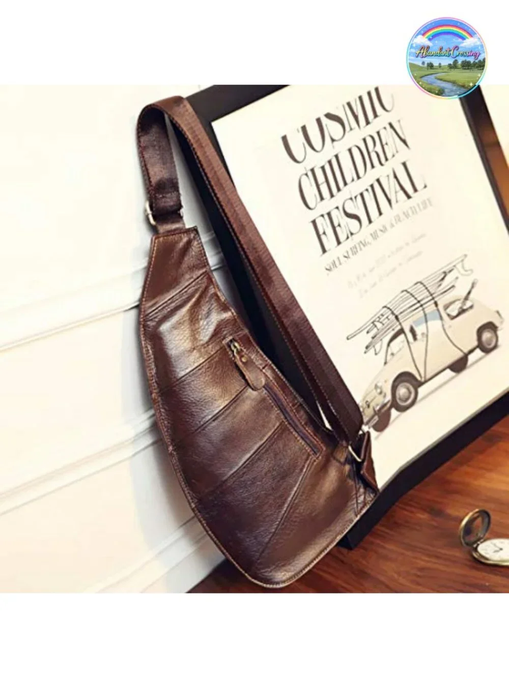 Vintage Leather Sling Backpack Crossbody Shoulder Chest Daypack
